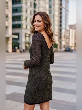 Massimo Dutti Black Metallic
Long Sleeve Shift Dress Size M